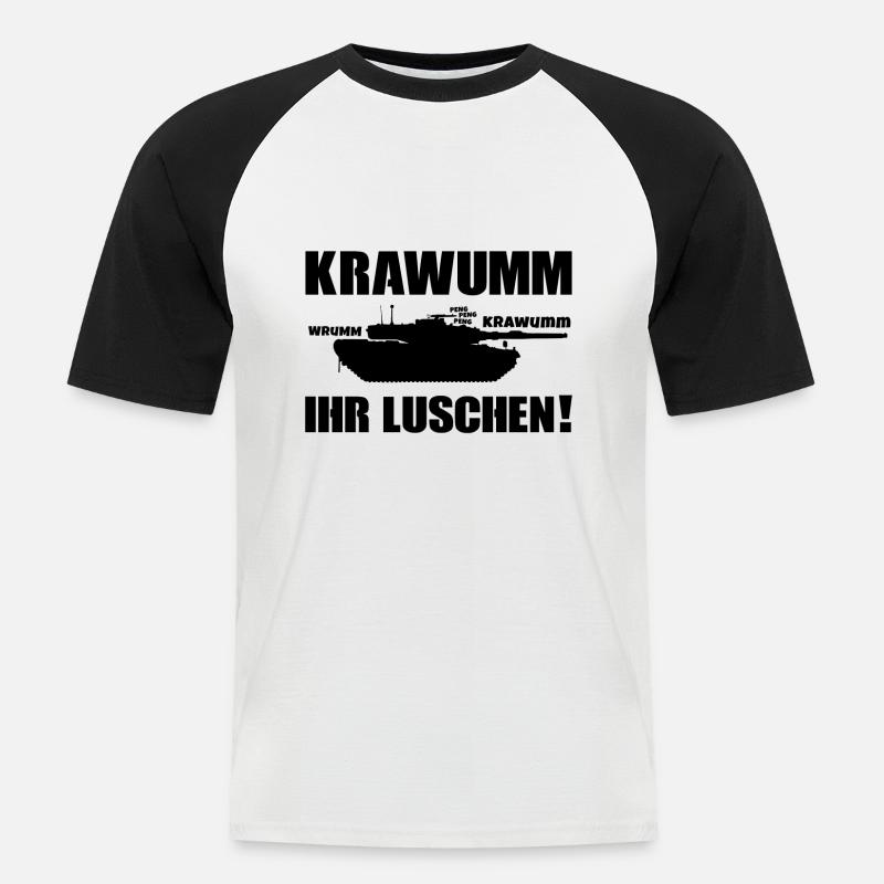 Leopard 2 Panzer Tank Kampfpanzer - Männer Baseball-T-Shirt - Weiß/Schwarz