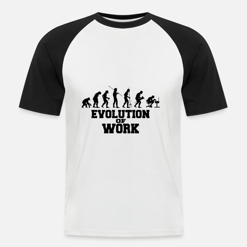 Evolution of Work Geschenk - Männer Baseball-T-Shirt - Weiß/Schwarz
