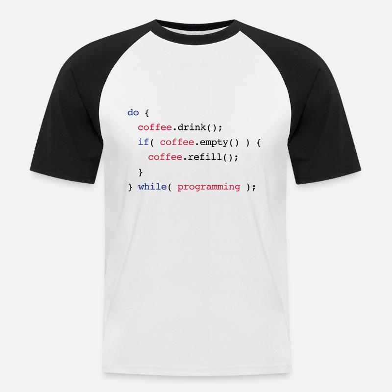 Code Coffee Refill Programming - Men's Baseball T-Shirt - white/black