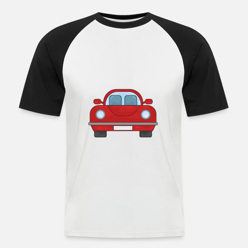auto rossa - Maglia da baseball a manica corta da uomo - bianco/nero