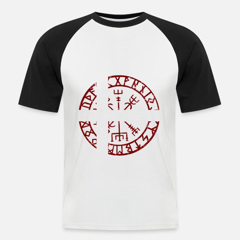 VEGVVISIR DANIMARCA - Bussola Vichinga - Maglia da baseball a manica corta da uomo - bianco/nero
