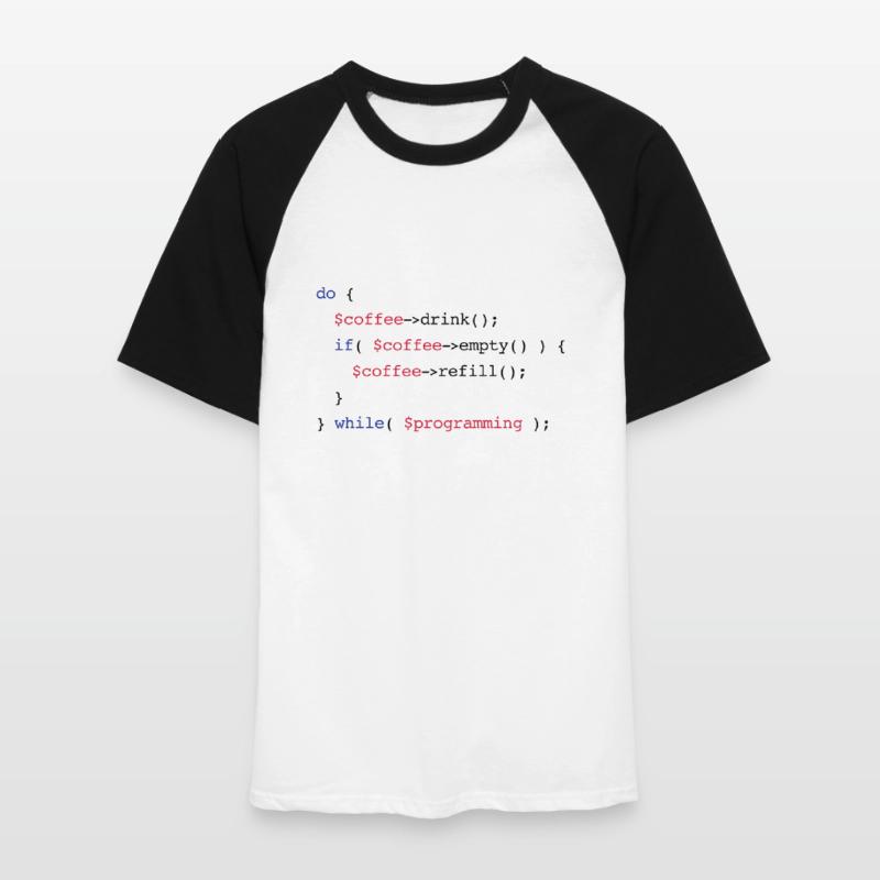 Code Coffee Refill Programming PHP Men's Baseball T-Shirt