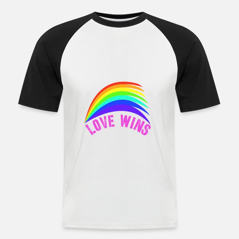 Regenbogen, Regenbogen, Regenbogen, Regenbogen, Regenbogen - Männer Baseball-T-Shirt - Weiß/Schwarz