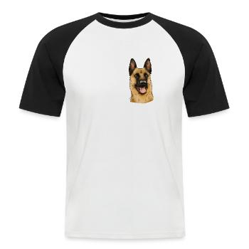 Head of malinois (for light textiles) - Men's Baseball T-Shirt - white/black - Front - Nik (191cm)