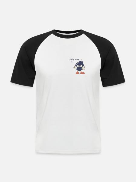 Short Fuse - Männer Baseball-T-Shirt - Weiß/Schwarz