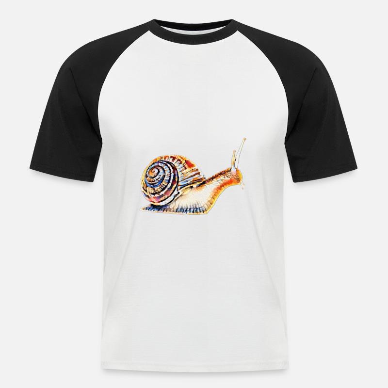 Schnecke - Männer Baseball-T-Shirt - Weiß/Schwarz