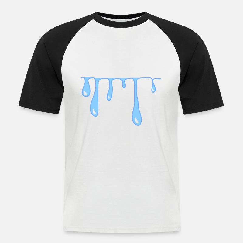 gocce d'acqua modello di linea melmosa - Maglia da baseball a manica corta da uomo - bianco/nero