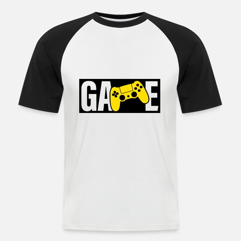 Game Game - Männer Baseball-T-Shirt - Weiß/Schwarz