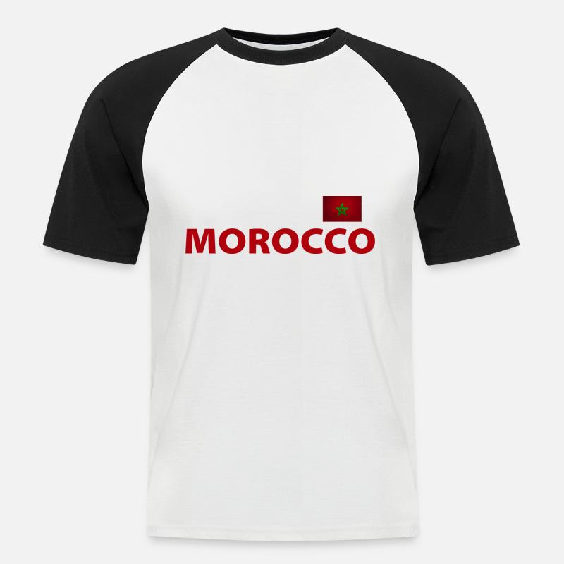 Marokko - Männer Baseball-T-Shirt - Weiß/Schwarz