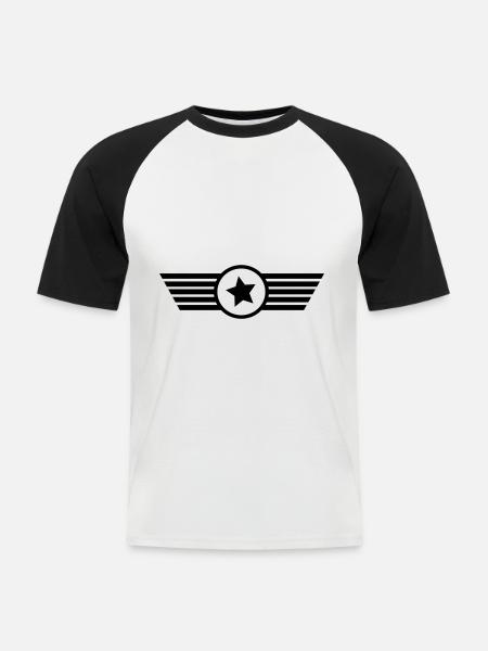 Wappen - T-shirt baseball manches courtes Homme - blanc/noir