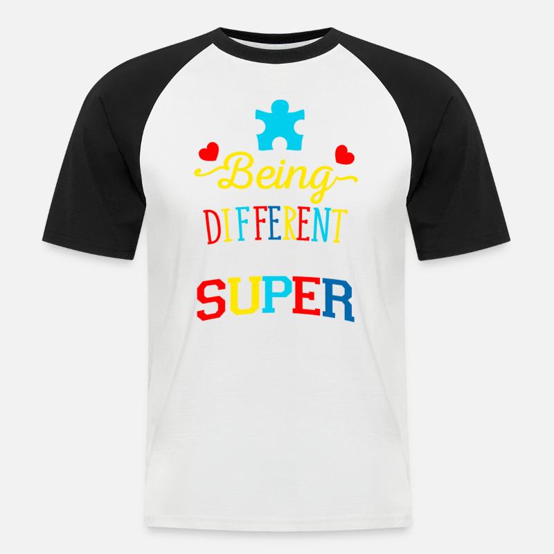 Autism Autist ADHD Autism Asperger Present - Kortärmad basebolltröja herr - vit/svart
