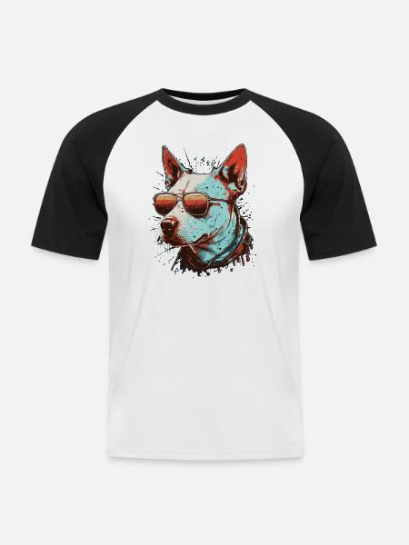 Cooler Englischer Bullterrier - Männer Baseball-T-Shirt - Weiß/Schwarz