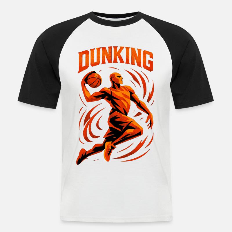 Basketball Dunk Wurf Spieler Dunking Geschenk - Männer Baseball-T-Shirt - Weiß/Schwarz