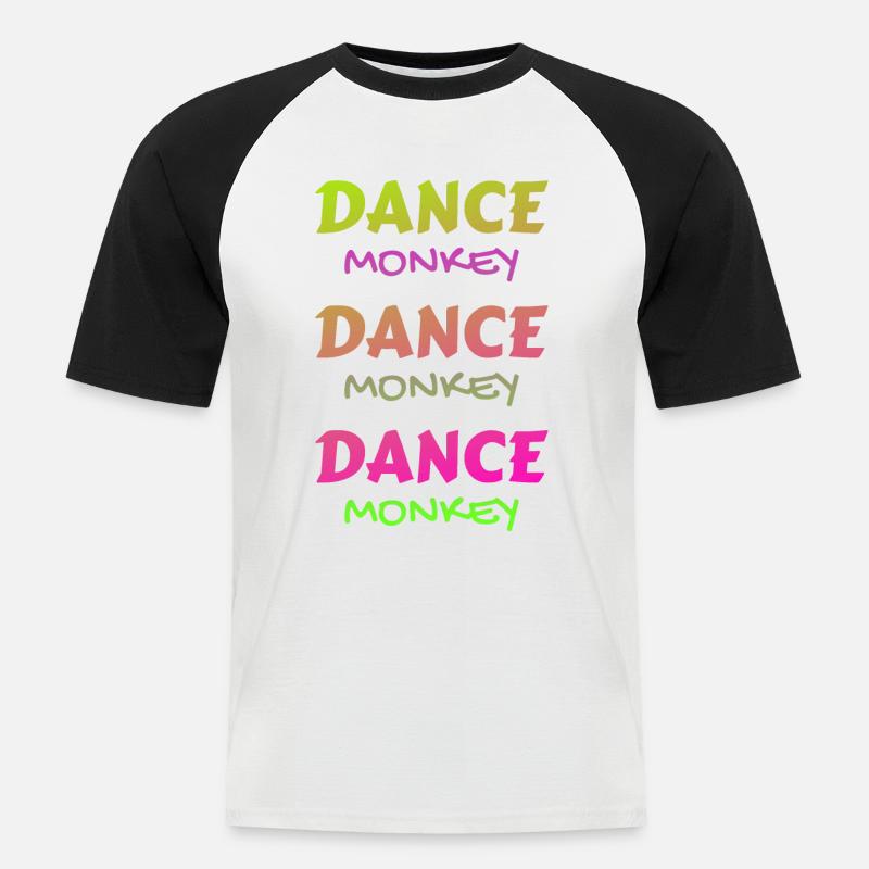 Dance Monkey bunt schön einzigartig - Männer Baseball-T-Shirt - Weiß/Schwarz