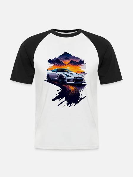Sportwagen - Männer Baseball-T-Shirt - Weiß/Schwarz