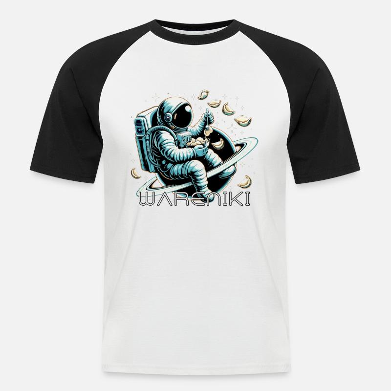 Wareniki Astronaut lecker Geschenk - Männer Baseball-T-Shirt - Weiß/Schwarz