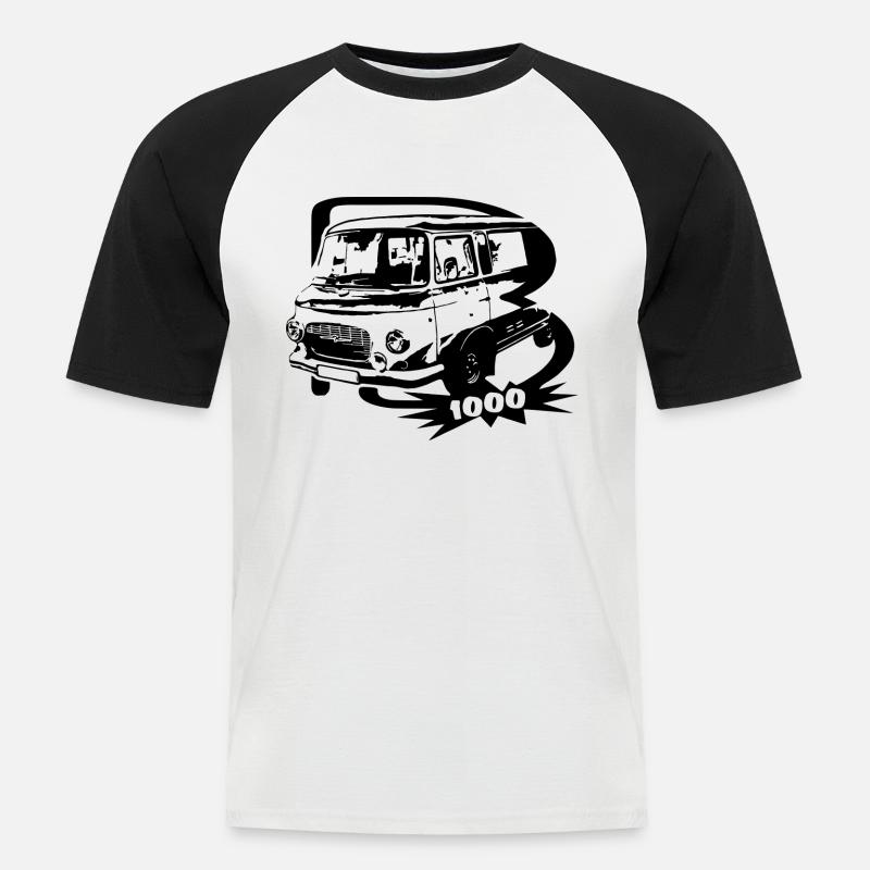 Barkas B1000 Transporter - Männer Baseball-T-Shirt - Weiß/Schwarz