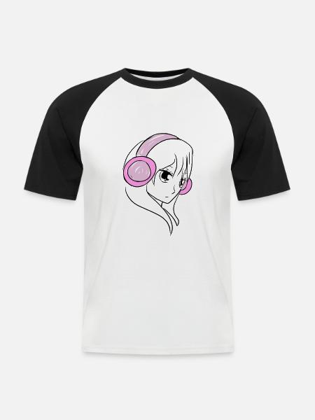 manga sound - Männer Baseball-T-Shirt - Weiß/Schwarz