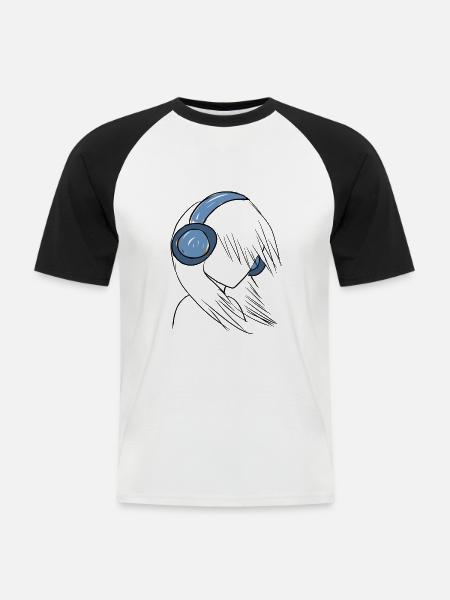 manga sound - Männer Baseball-T-Shirt - Weiß/Schwarz
