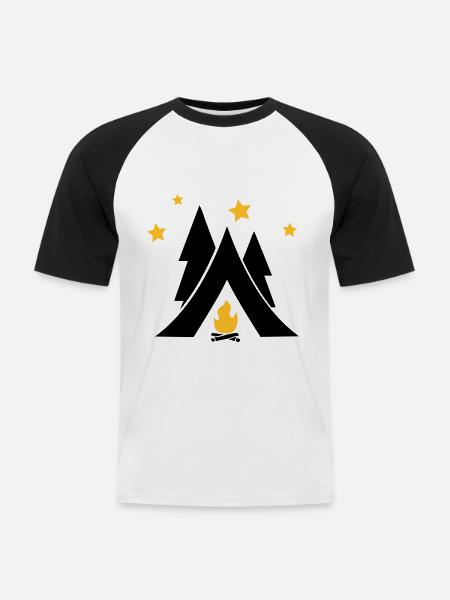 Zelt - Männer Baseball-T-Shirt - Weiß/Schwarz