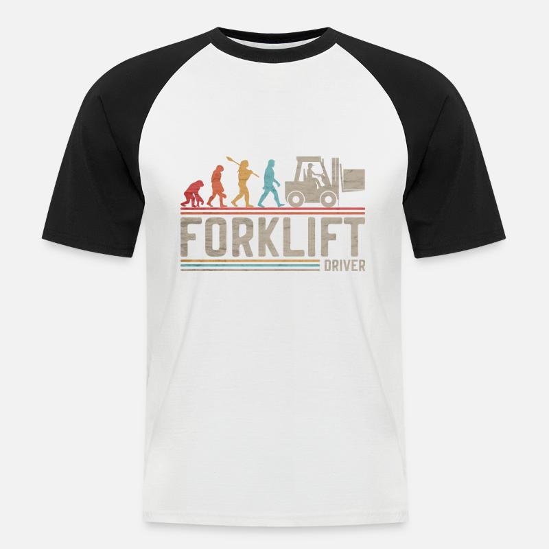 Gabelstaplerfahrer Evolution Gabelstapler - Männer Baseball-T-Shirt - Weiß/Schwarz