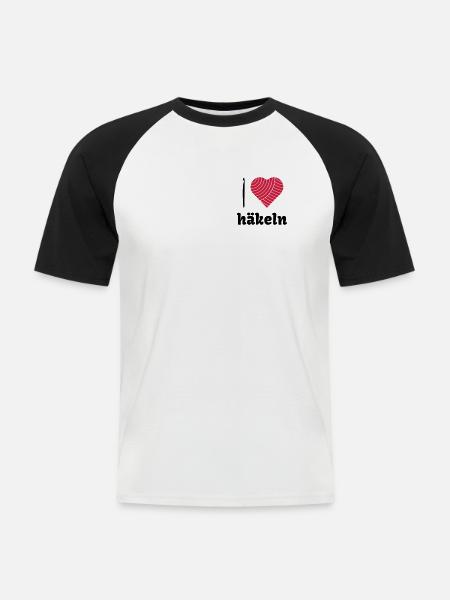 Häkelliebe - Männer Baseball-T-Shirt - Weiß/Schwarz