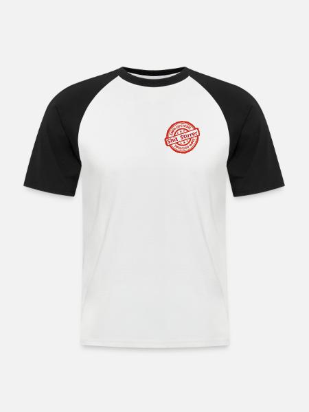 Official Shit Stirrer - Männer Baseball-T-Shirt - Weiß/Schwarz