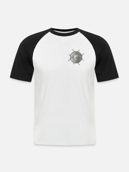 Symbolisches Silbermedaillon - Männer Baseball-T-Shirt - Weiß/Schwarz