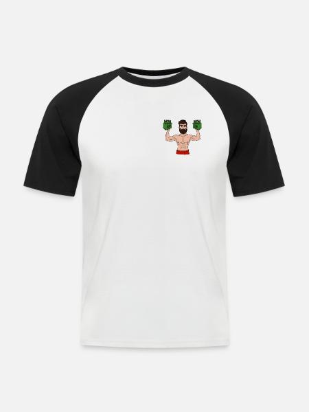 Sixpack Träger - Männer Baseball-T-Shirt - Weiß/Schwarz