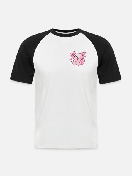 Herzhand-Lotl - Männer Baseball-T-Shirt - Weiß/Schwarz