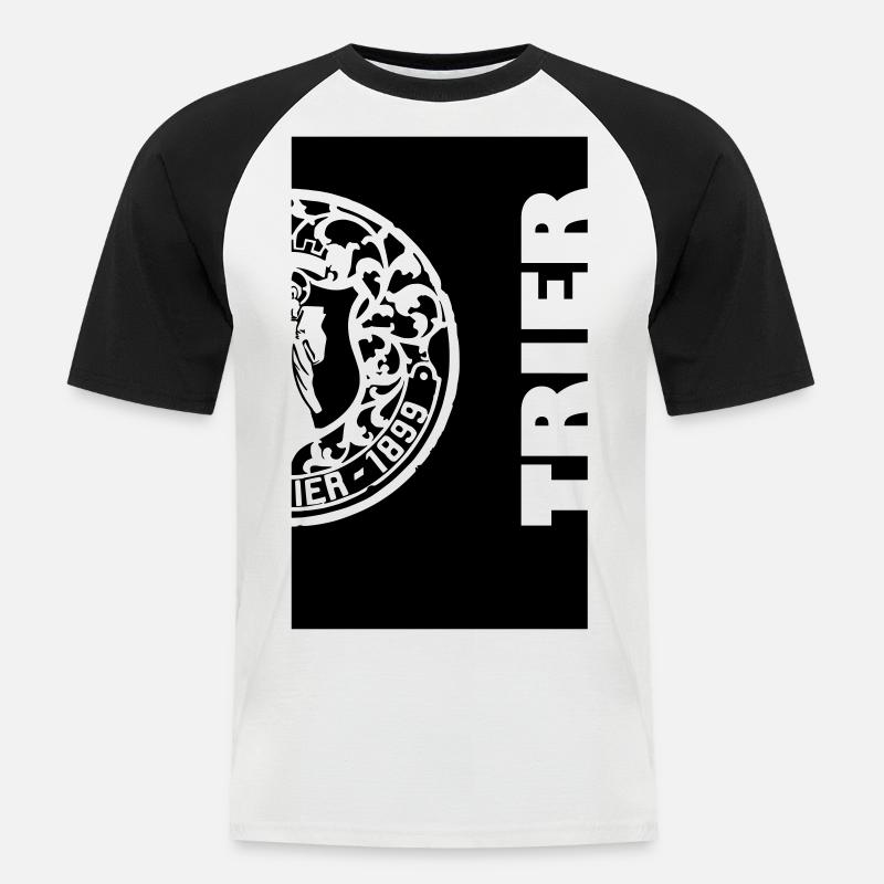 deckel trier halb - Männer Baseball-T-Shirt - Weiß/Schwarz