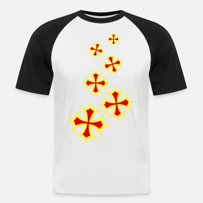 occitania Quer 6 - Männer Baseball-T-Shirt - Weiß/Schwarz