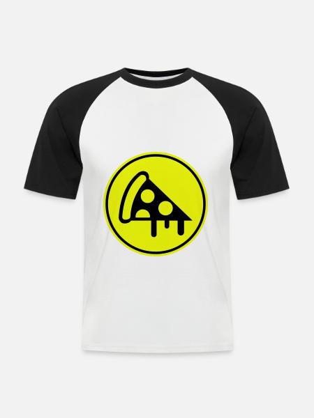 Pizza Icon Silhouette - Männer Baseball-T-Shirt - Weiß/Schwarz