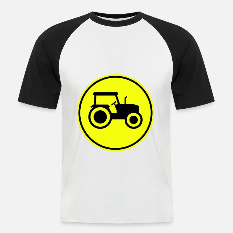Traktor icon Silhouette - Männer Baseball-T-Shirt - Weiß/Schwarz
