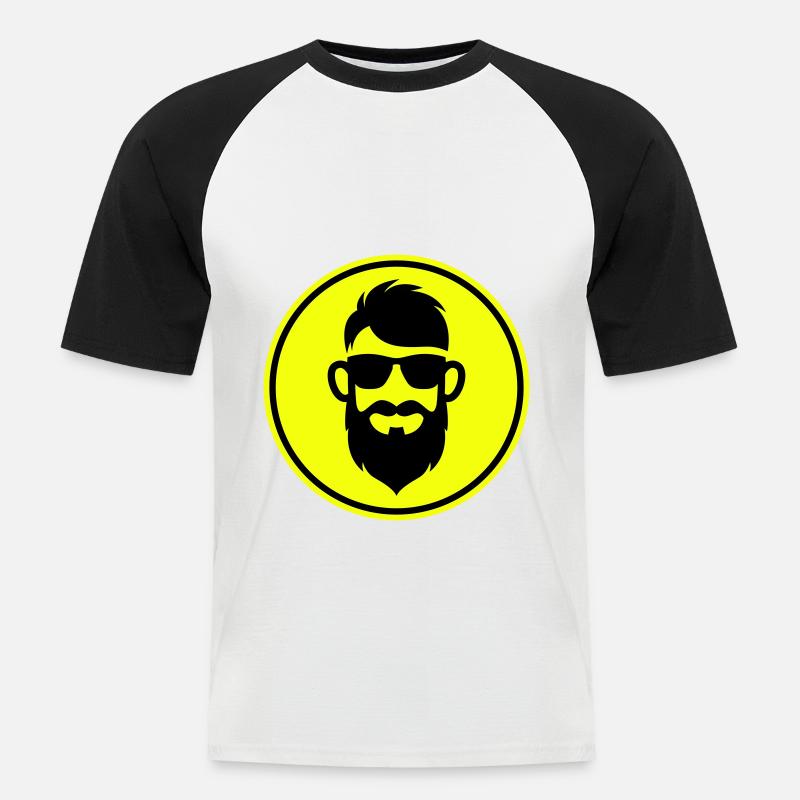 Gesicht bart symbol - Männer Baseball-T-Shirt - Weiß/Schwarz