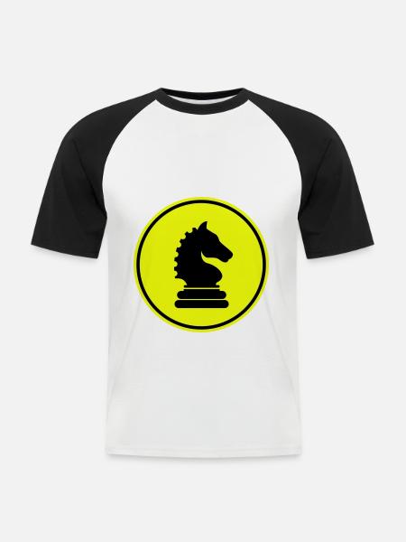 Pferd Schachfigur - Männer Baseball-T-Shirt - Weiß/Schwarz