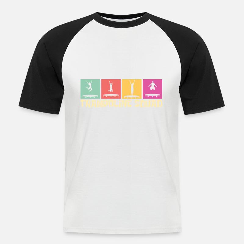 Trampoline Squad- Trampoline Geschenkidee - Männer Baseball-T-Shirt - Weiß/Schwarz