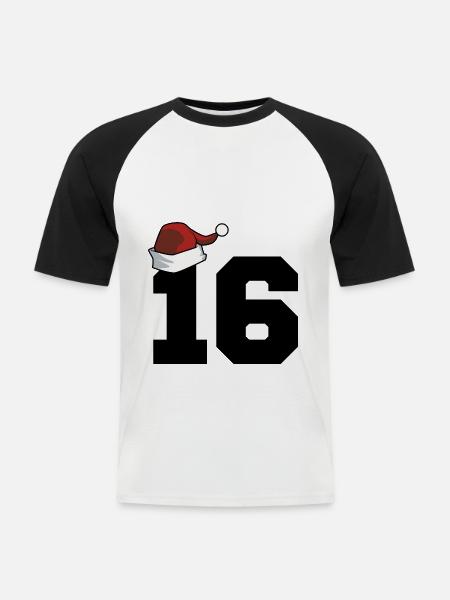 16 Numéro Noël - T-shirt baseball manches courtes Homme - blanc/noir