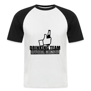 Offizielles Mitglied des Trinkteams - Lustiges - Männer Baseball-T-Shirt - Weiß/Schwarz - Vorne - Nik (191cm)