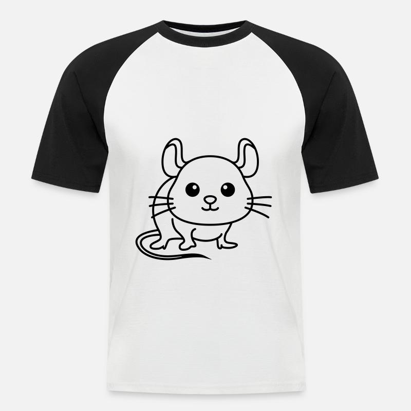 Maus Comic Tier - Männer Baseball-T-Shirt - Weiß/Schwarz