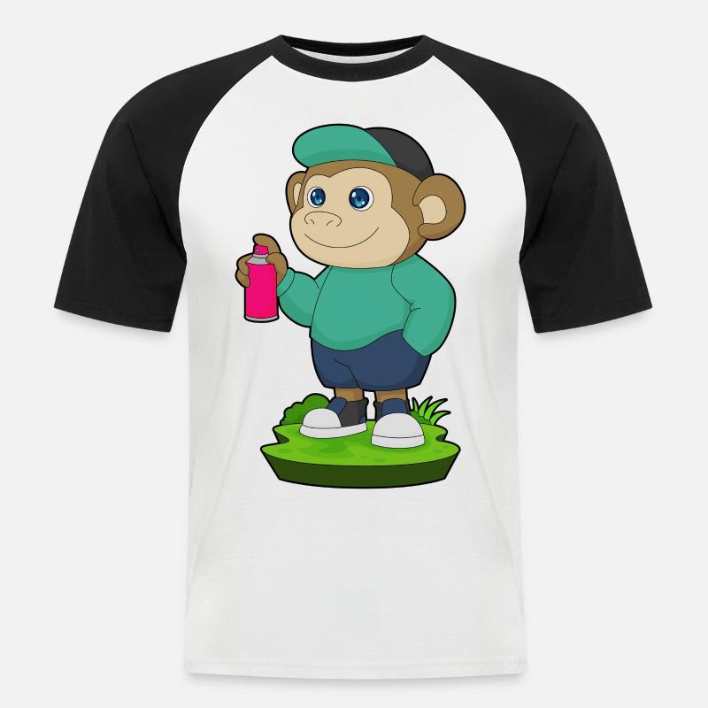 Monkey Painter Spray - Men's Baseball T-Shirt - white/black