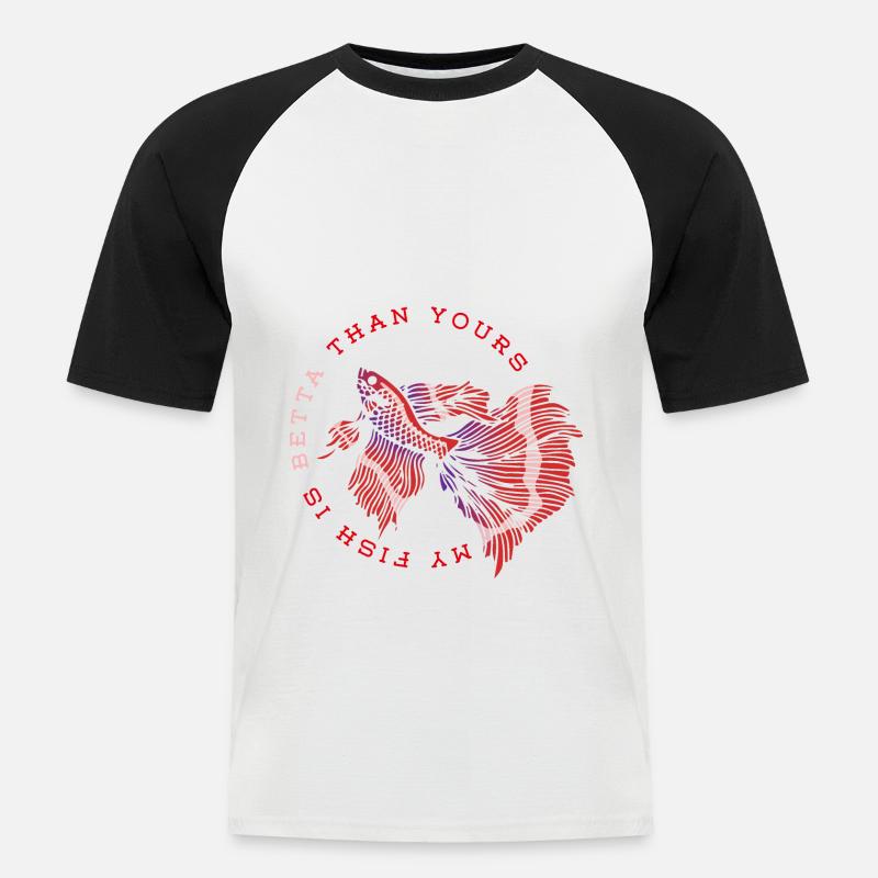 Betta Splendens Kampffisch Labyrinthfisch Spruch - Männer Baseball-T-Shirt - Weiß/Schwarz