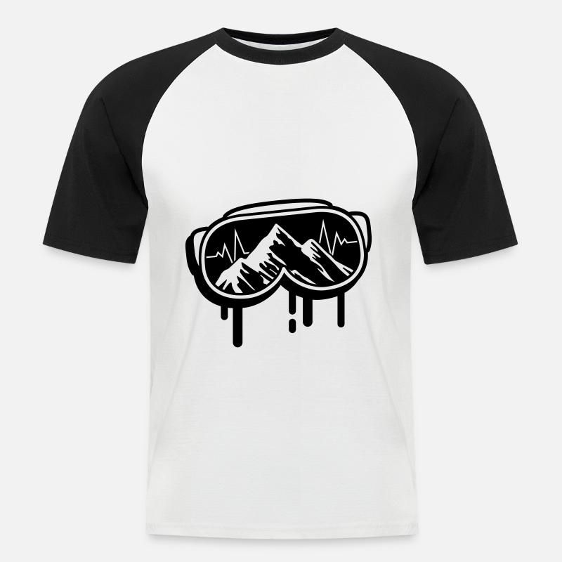 ski brille puls - Männer Baseball-T-Shirt - Weiß/Schwarz