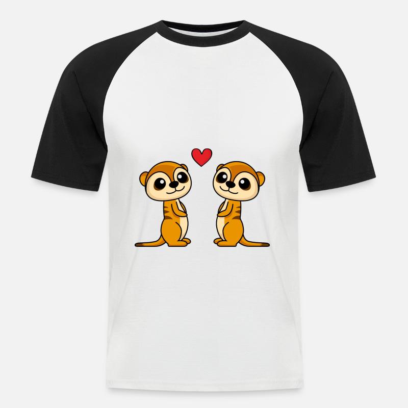 Erdmännchen Comic Paar liebe - Männer Baseball-T-Shirt - Weiß/Schwarz