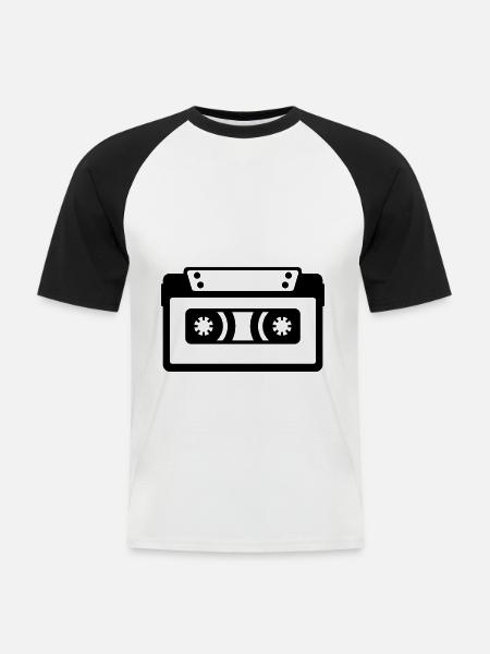 Cassette symbol - Men's Baseball T-Shirt - white/black