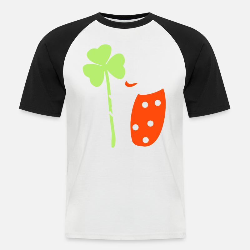 Glückskäfer - Männer Baseball-T-Shirt - Weiß/Schwarz