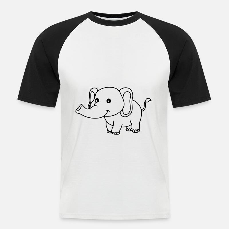Elephant Comic - Men's Baseball T-Shirt - white/black
