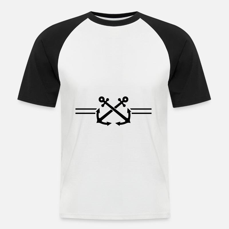 Anker Symbol - Männer Baseball-T-Shirt - Weiß/Schwarz