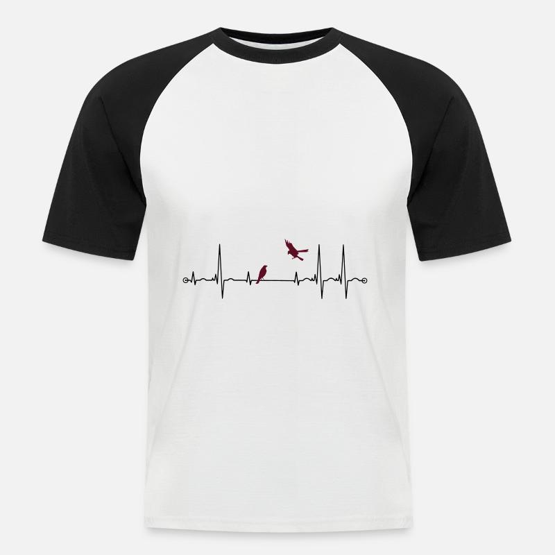 Puls mit Raben - Männer Baseball-T-Shirt - Weiß/Schwarz