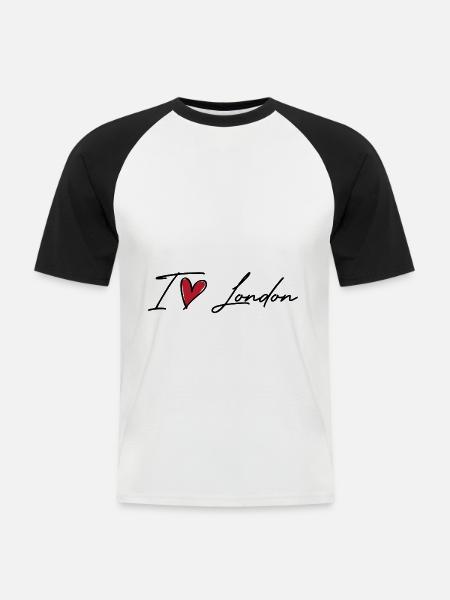 I Love London - Männer Baseball-T-Shirt - Weiß/Schwarz